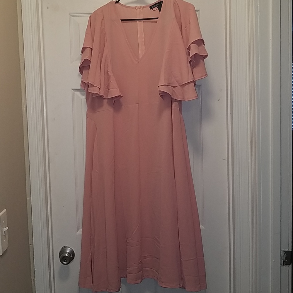 Boohoo angel sleeve midi dress